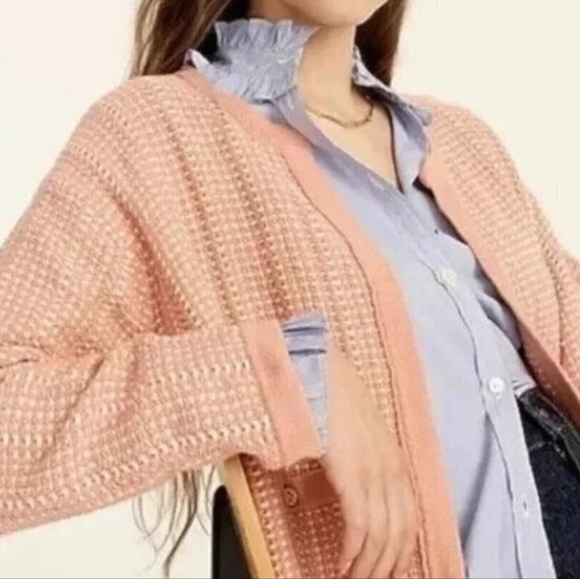 J. Crew Open-front Cardigan Sweater In Peach - Picture 2 of 9